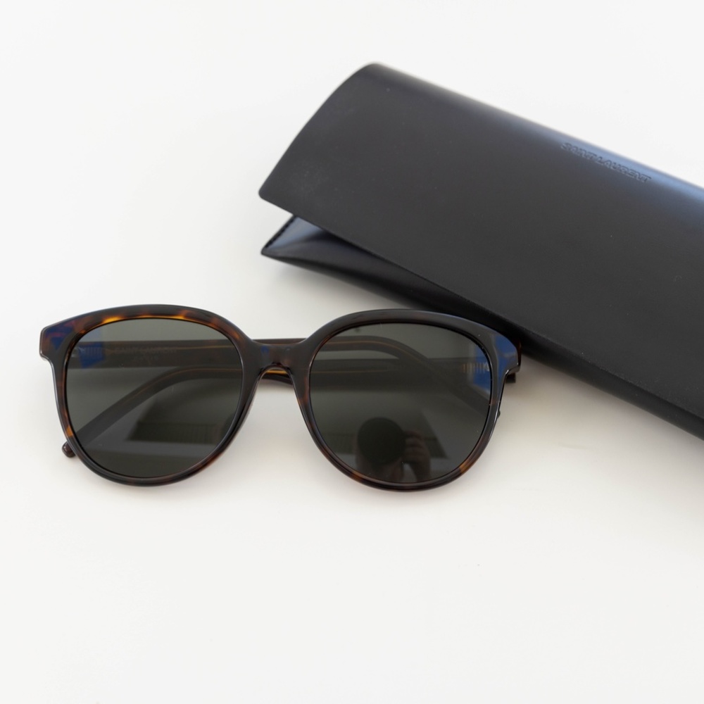 Saint Laurent Round Acetate Havana Sunglasses with case